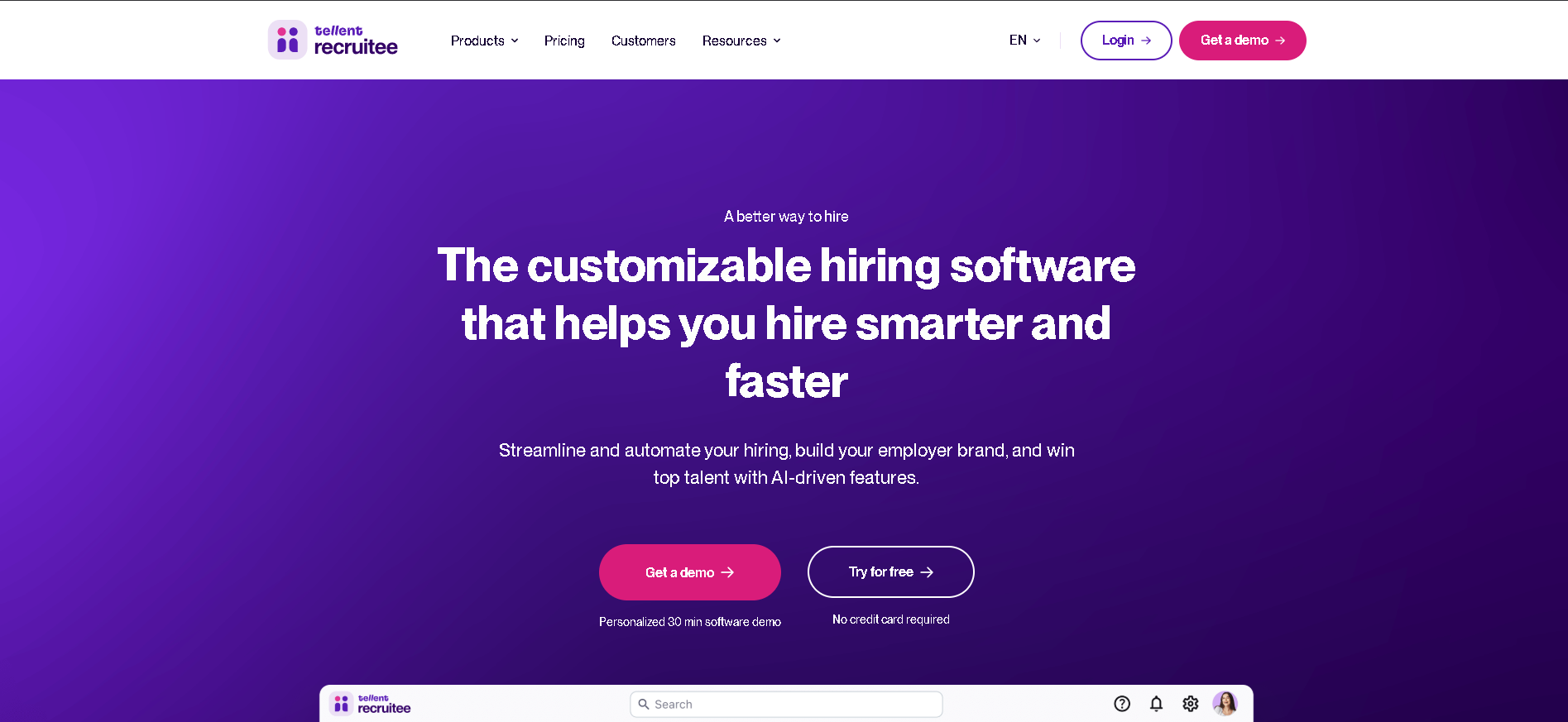 Recruitee interface screenshot