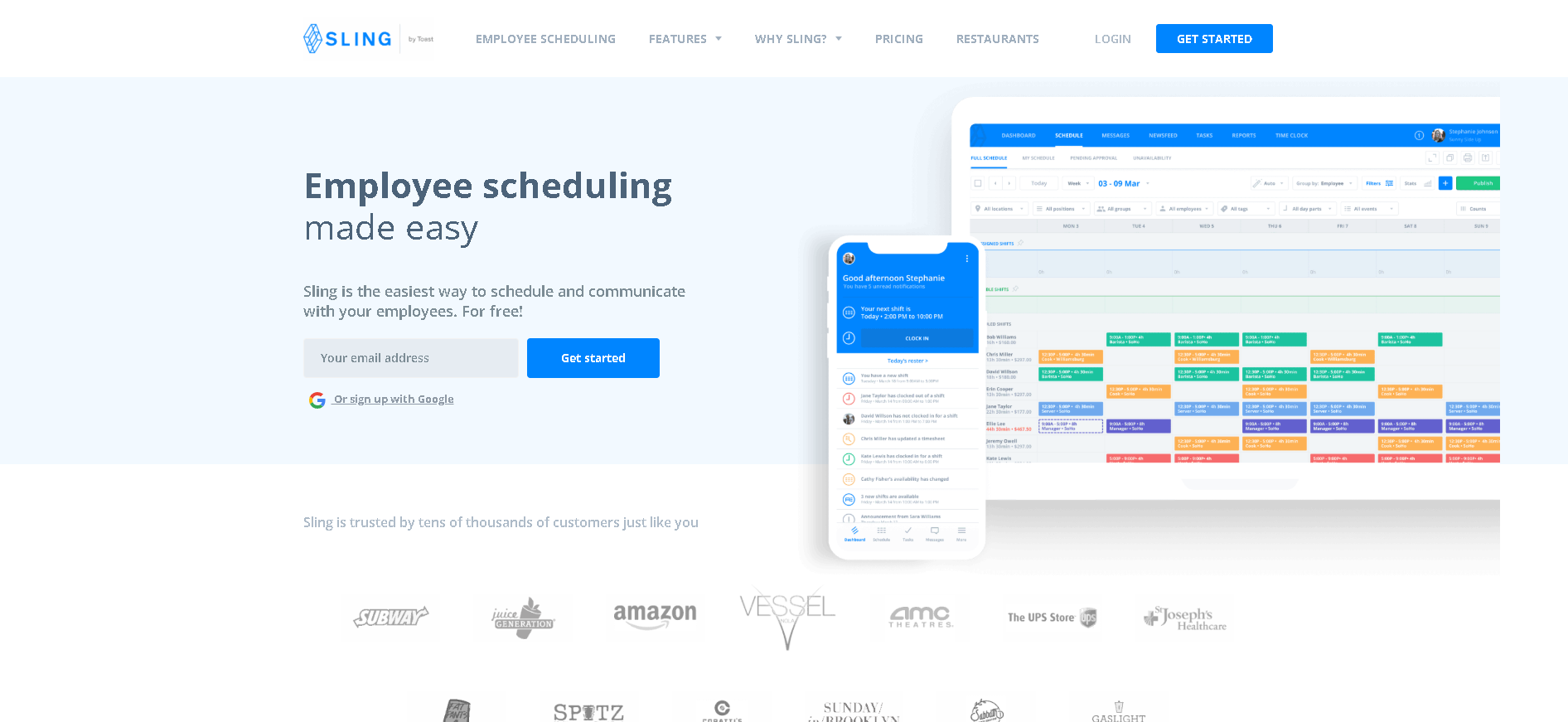 Sling interface screenshot