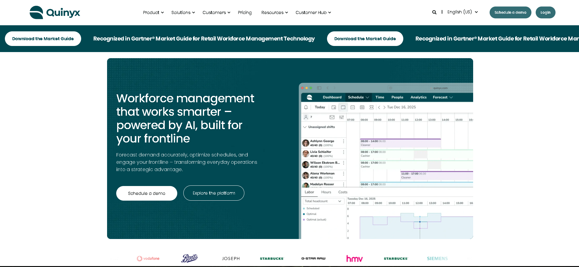 Quinyx interface screenshot
