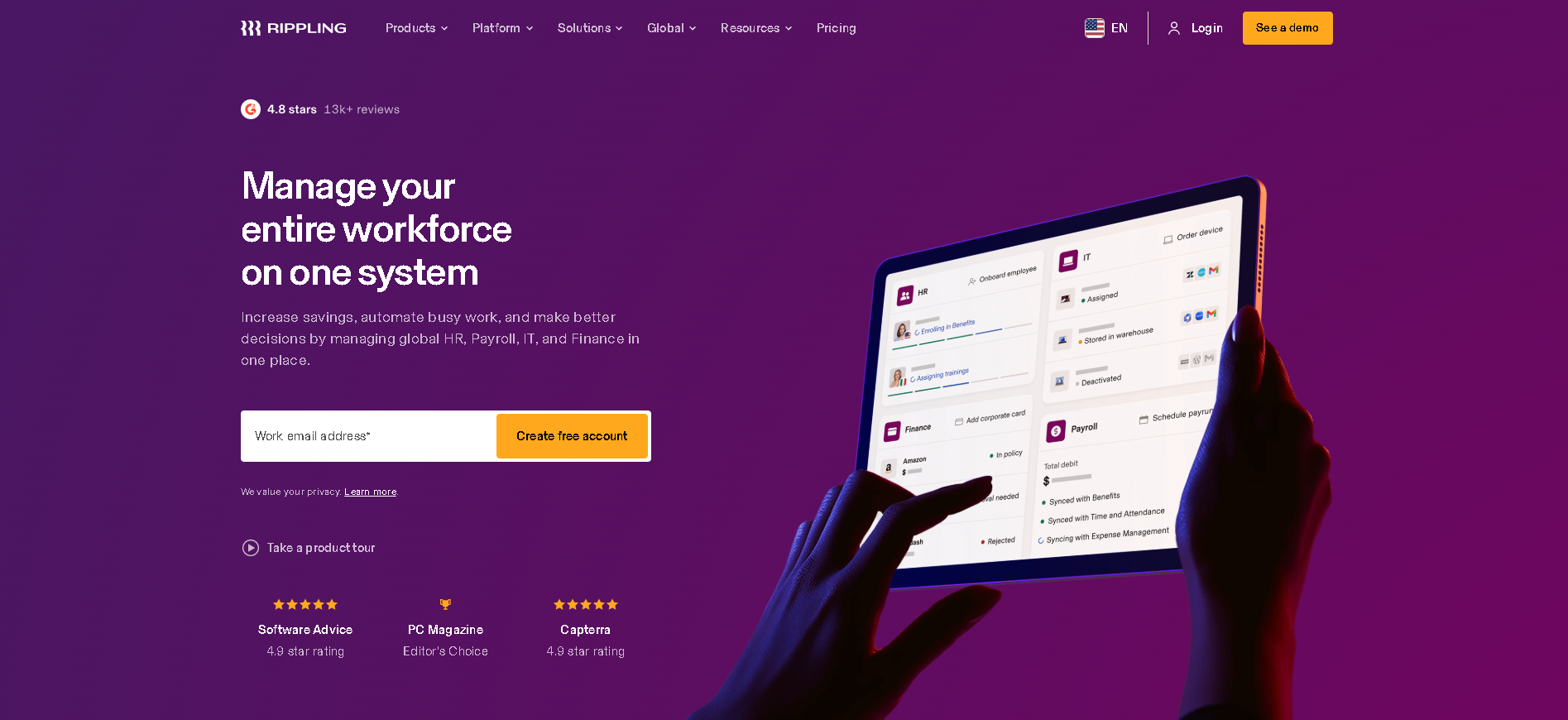 Rippling interface screenshot