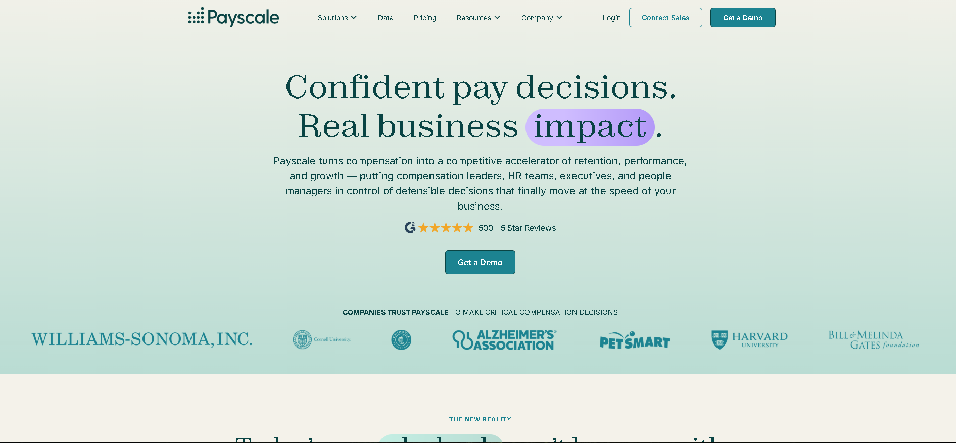 Payscale interface screenshot